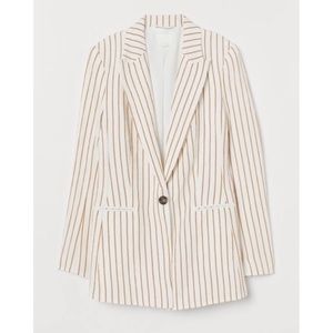 Single Breasted Cream and Camel Striped Blazer